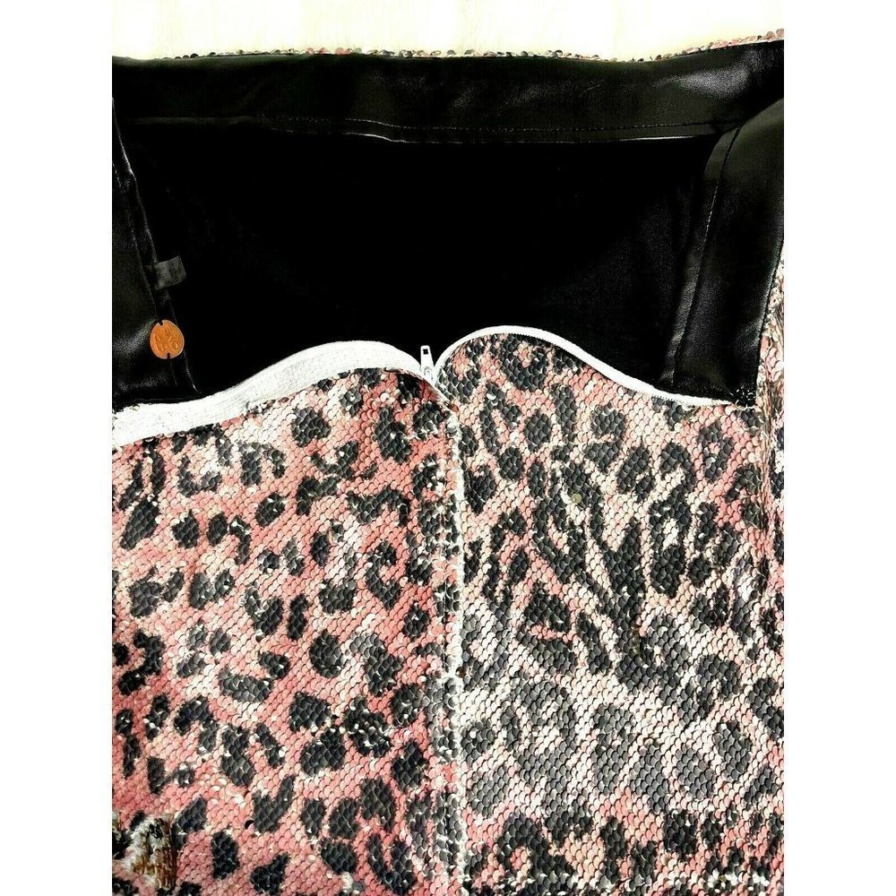 Mini Skirt, Cheetah-Print Skinny Sequin Mini by Free People - Pink Cheetah, 6 - Picture 8 of 12